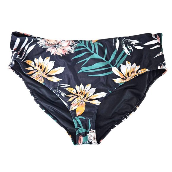 B2prity Womens Halter Tankini 2-Piece Plus 4XL Swimsuit Black Floral Tropical - Picture 3 of 9